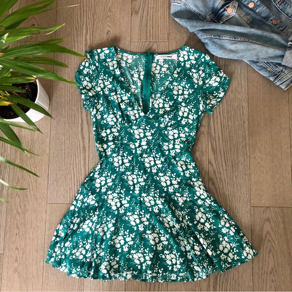MORNING MIST Green Floral Dress | XS | EUC